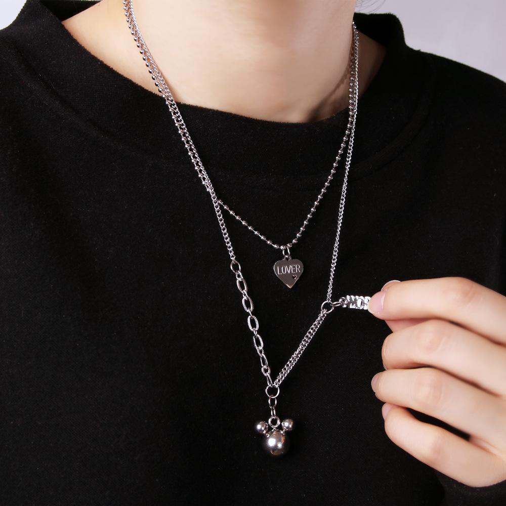 Ожерелье в стиле хип-хоп из титановой стали с подвеской для девочек, цепочка на ключицу, не выцветает, сетка красного цвета, универсальные ювелирные изделия