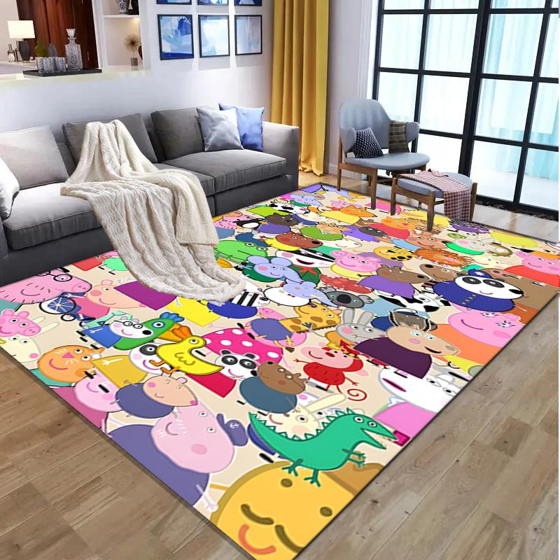 Peppa Pig Pattern Rug, Indoor/Outdoor Mat, for Picnic, Gameroom, Bedroom, Office, Living Room, Home Decor Carpet, Birthday Gift