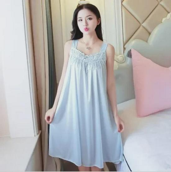 Женская летняя ночная рубашка из ледяного шелка — свободная, большого размера, сексуальная и удобная домашняя одежда