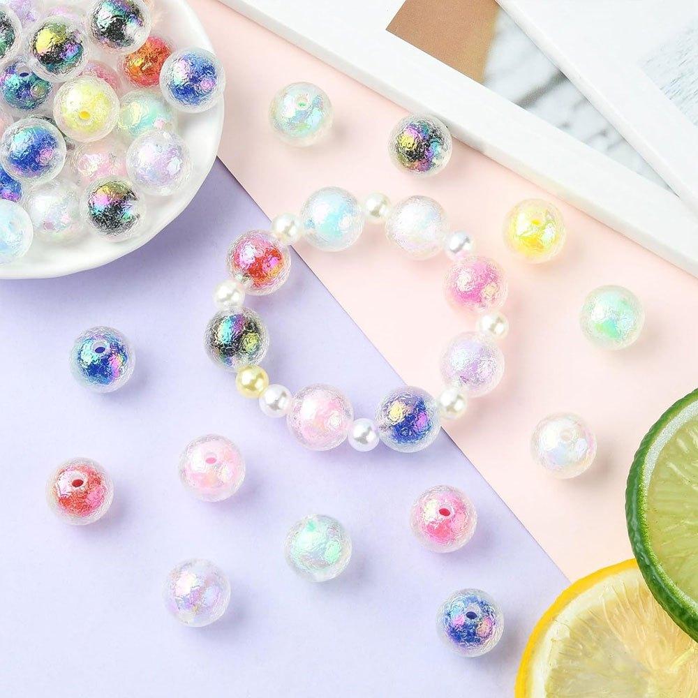 18/50 шт. Акриловые декоративные бусины случайного цвета, Красочные бусины-сэндвичи, Шероховатые шарики, Сделай сам, Браслет, Ожерелье, Серьги, Брелок, Цепочка на ногу