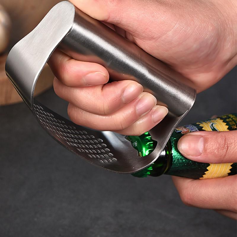 304 Stainless Steel Garlic Press Manual Mincer With Bottle Opener Kitchen Tool
