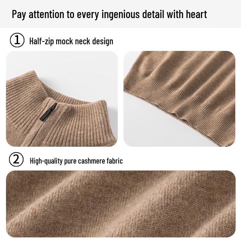 Hengyuanxiang Men's Pure Cashmere Business Pullover Sweater