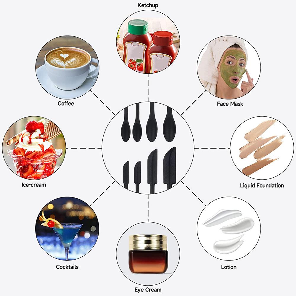 Набор из 3 силиконовых шпателей, двухсторонний скребок, косметический джем, крем, глубокая бутылка, мини-шпатель с удлиненным маленьким кончиком, инструмент для спа-макияжа
