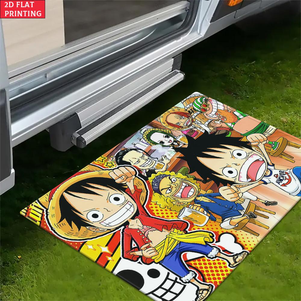 Chibi Anime Pirate Crew Doormat, Cute Cartoon Non-slip Floor Mat, Decorative Entrance Rug for Home Living Room Bedroom