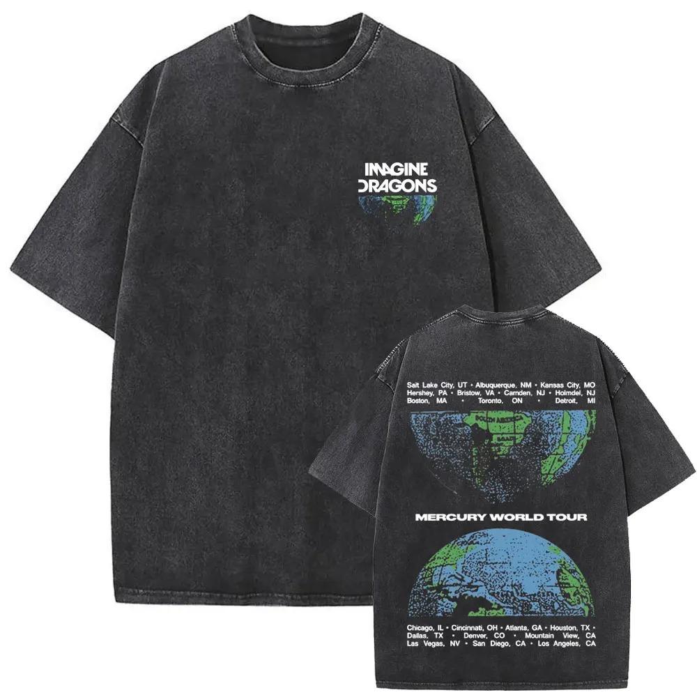 Рок-группа Imagine Dragons Loom Мировой тур 2026 Стирка Винтажная Футболка Мужская Женская Готическая Оверсайз Футболки Унисекс Повседневная Футболка