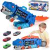 Transport Dinosaur Truck with Foldable Sliding Race Track Transforms into Standing T-rex Best Birthday Gifts Toys Boys Girls