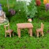 3Pcs/Set Resin Table Chairs Miniatures Doll Accessories Micro Landscape Decor Home Garden