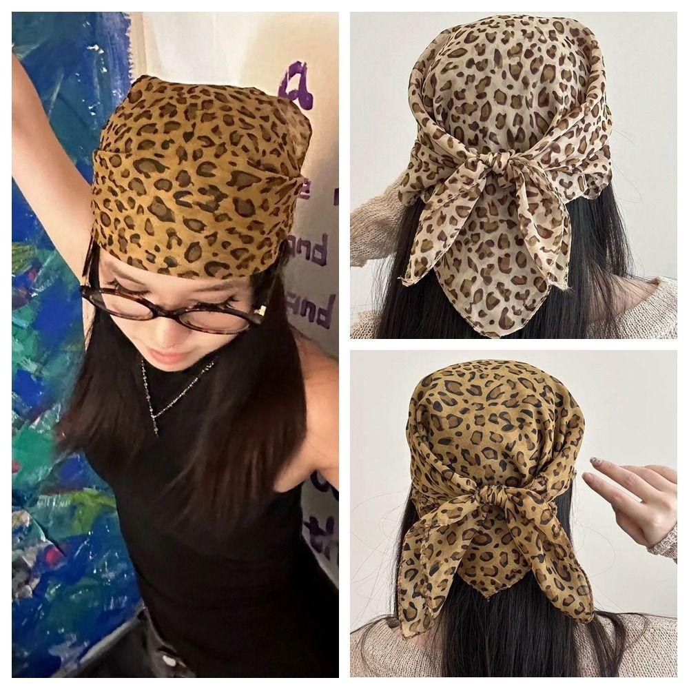 Headband Leopard Print Turban Spice Girls Small Square Scarf Exquisite Printed Headscarf Women
