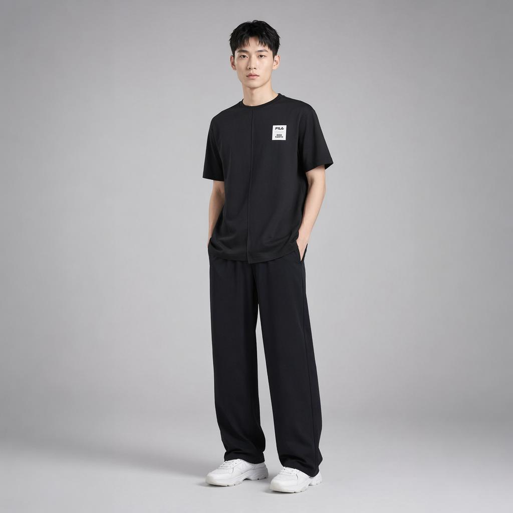 Fila X BBC EARTH Нейтральный по выбросам углерода Простая свободная модная футболка Мужские футболки Глубокий черный A51M437101FBK