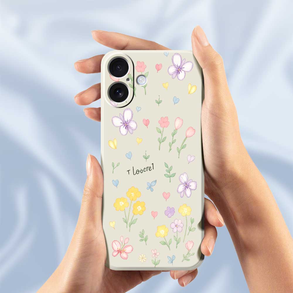 For iPhone 17 Case Small Flowers Pattern Printing Straight Edge TPU Phone Back Cover