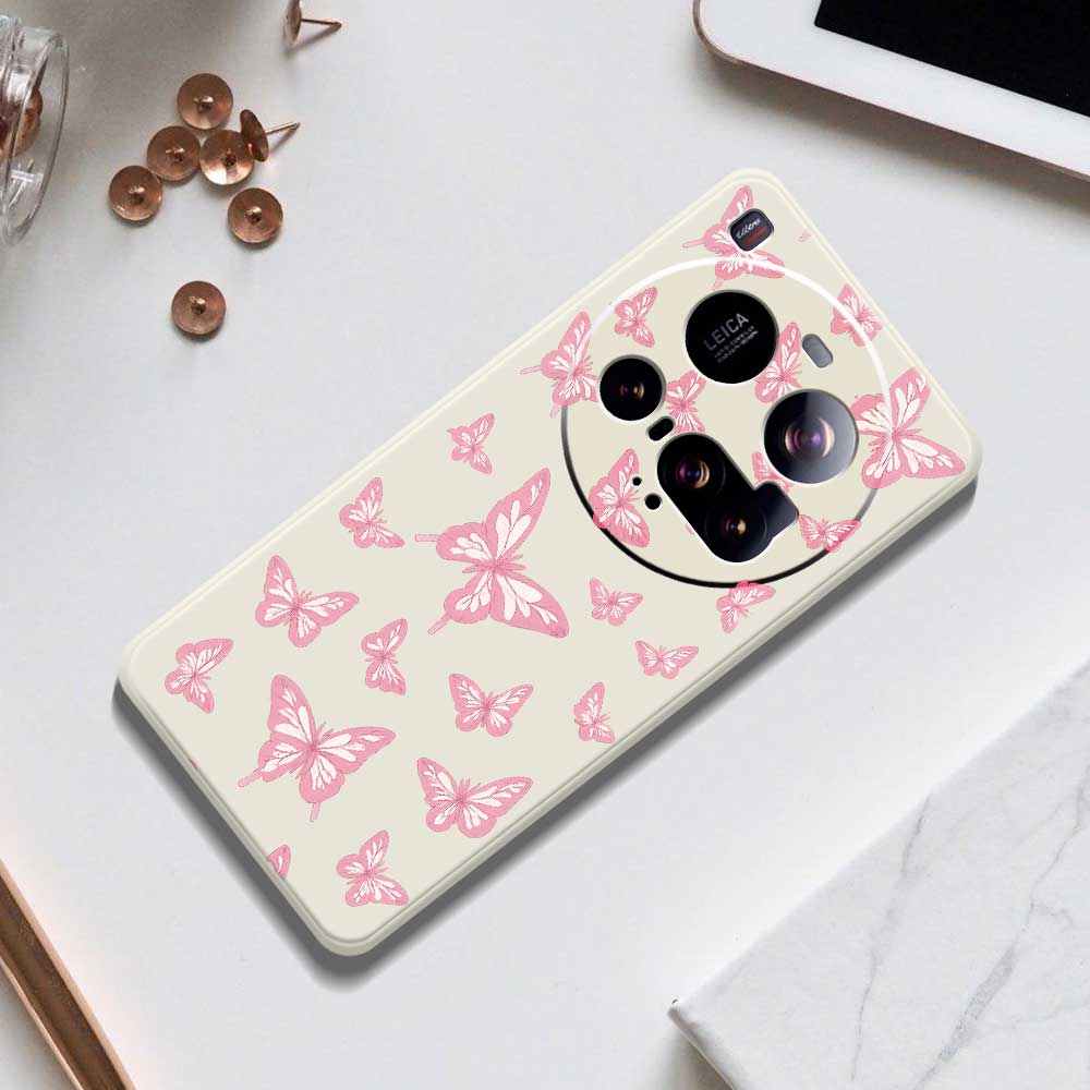 For Xiaomi 15 Ultra Case Pink Butterflies Pattern Printing Straight Edge TPU Phone Back Cover