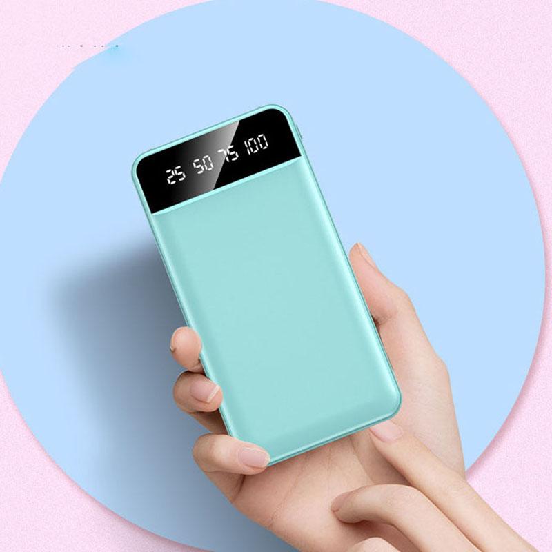 Ультратонкий аккумулятор Power Bank Портативное зарядное устройство большой емкости 20000 мАч Мобильная станция смены питания со светодиодной подсветкой