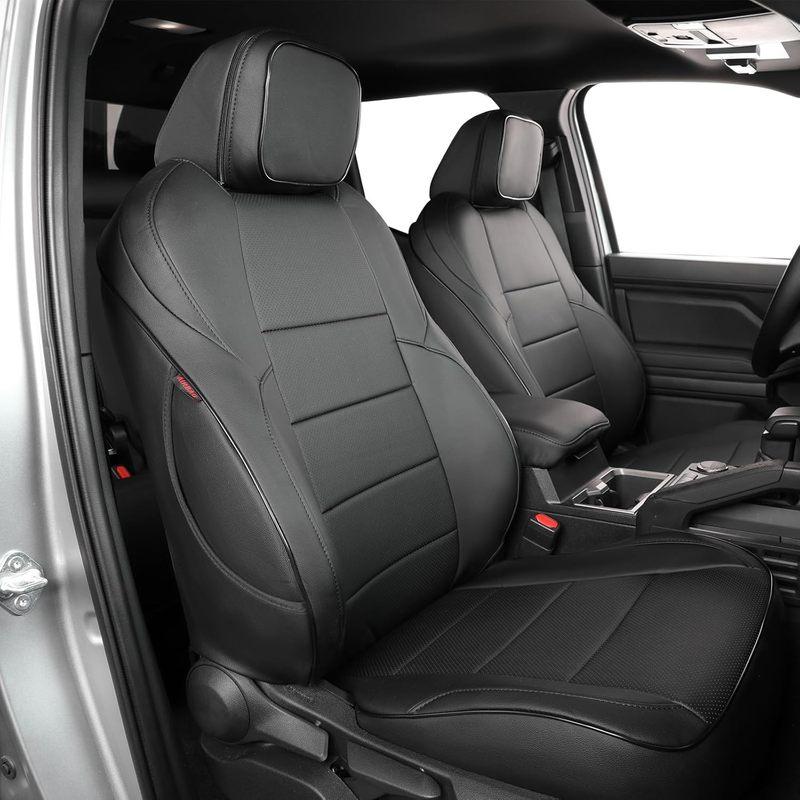 EKR Custom Fit Leather Car Seat Covers for Toyota Tacoma 2024 2025 2026 Double Cab/Crew Cab Full Set Full Surround Seat Covers