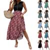 Women's Casual And Fashionable V-neck Sleeveless Printing Mid Length Dress