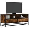 VidaXL TV Stand Smoked Oak 100x34.5x40 Cm Engineered Wood and Metal, TV Bench, Hi-fi Cabinet, Entertainment Center, 848816