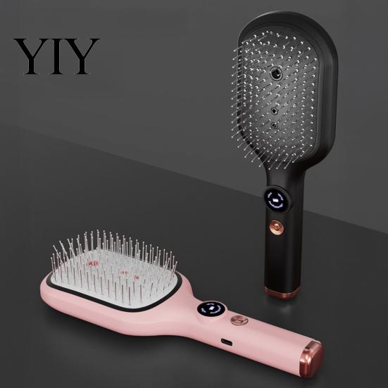 Electric Spray Hair Brush Massage Brush, USB Rechargeable Misting Air Cushion Tangle-free Comb Anti-Frizz Detangler Steam for Dry Damaged Smoothing
