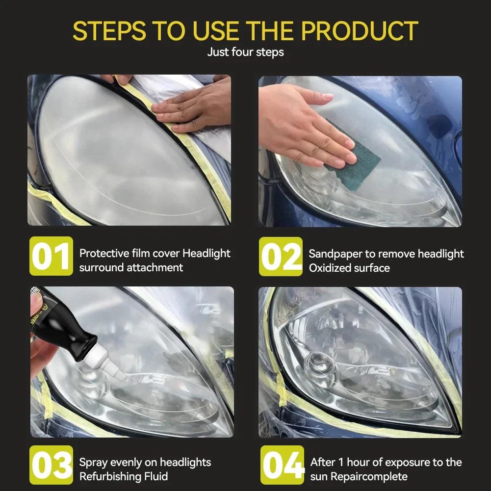 Car Headlight Restoration Kit 120ml Automotive Light Restorative Liquid Automobile Light Polisher Set Repair Kit Car Detailing