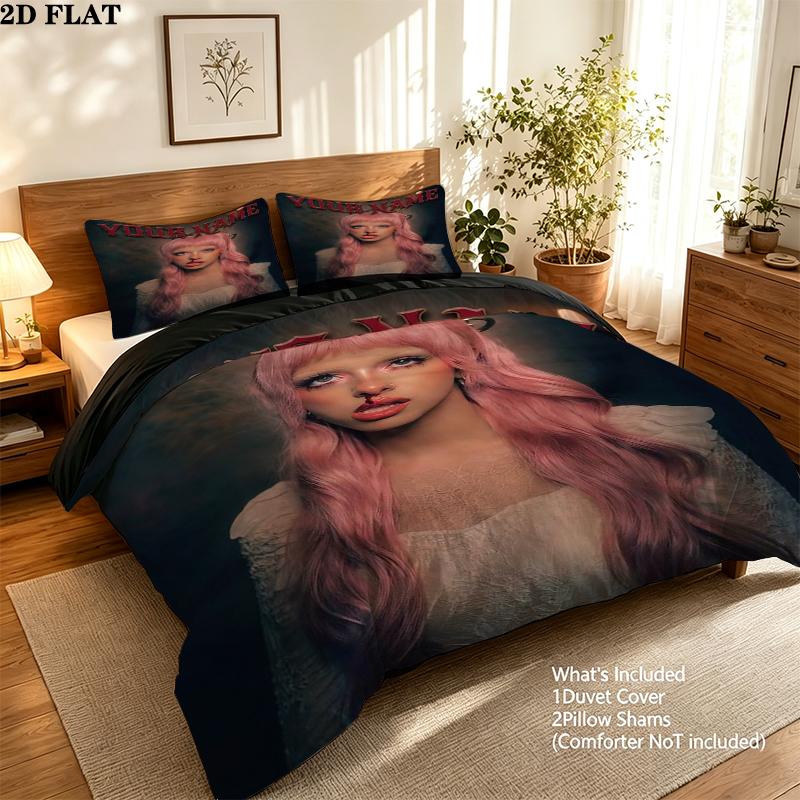 Custom Name Melanie Martinez Pattern Bedding uilt Set uilt Cover Pillowcase Home Decoration Birthday Gift(1*duvet cover + 2*pillowcase without core)