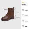Осень и зима ретро толстый каблук кожаные ботинки Мартин женские универсальные повседневные тонкие коричневые ботинки круглый носок большой размер высокий каблук короткие ботинки