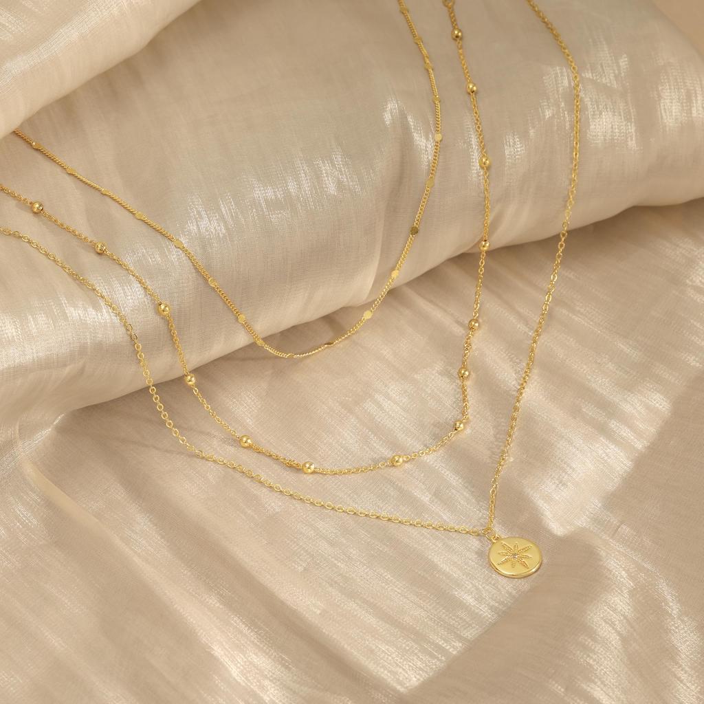Layered Gold Necklaces for Women 14K Gold Plated Chain Stack Cute Choker Necklace Set Dainty Gold Layered Necklaces Jewelry