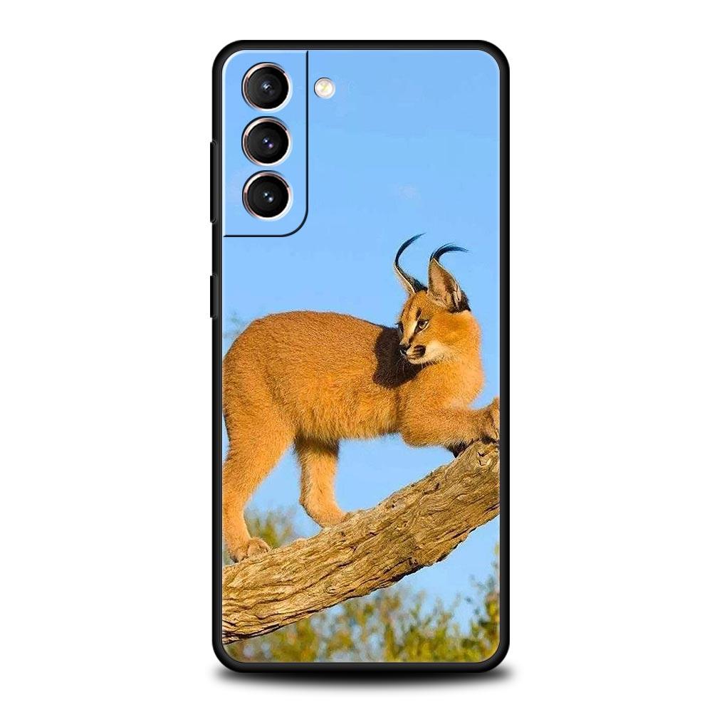 Чехол для телефона Samsung Galaxy S25 Edge S24 S23 S22 S21 Ultra S20 FE 5G S10 S10E S9 Plus Мягкий ТПУ Чехол Африканская Рысь Каракал Кошка