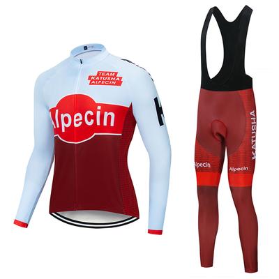 Велоформа Alpecin Team для мужчин, комплект с длинным рукавом, одежда для горного велосипеда, майка, одежда для велоспорта, велоодежда, велосипедные штаны с лямками и 19D гелевой вставкой
