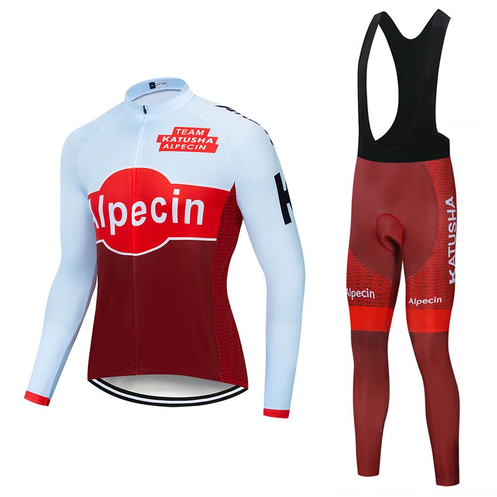 Велоформа Alpecin Team для мужчин, комплект с длинным рукавом, одежда для горного велосипеда, майка, одежда для велоспорта, велоодежда, велосипедные штаны с лямками и 19D гелевой вставкой
