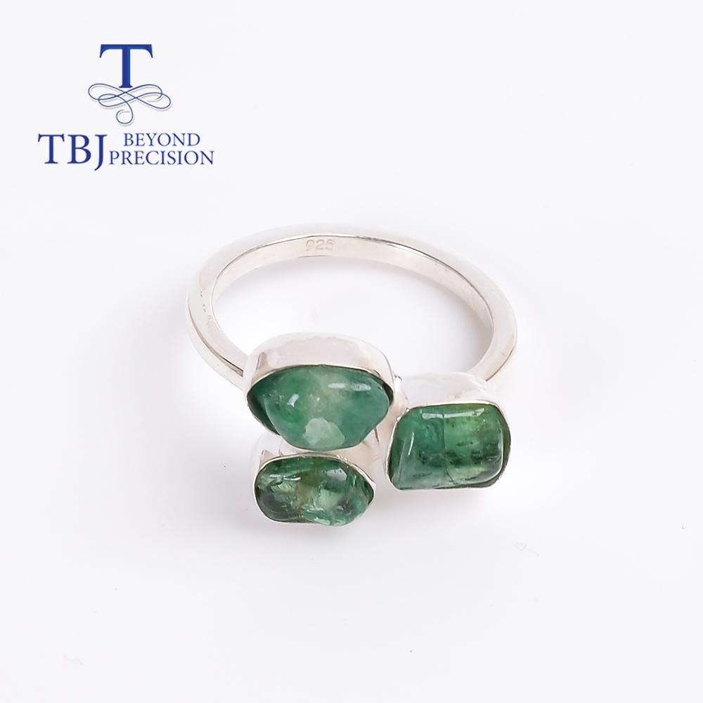 Уникальное кольцо ручной работы с натуральным изумрудом, простой дизайн, грубый драгоценный камень, женское ювелирное изделие из чистого серебра 925 пробы