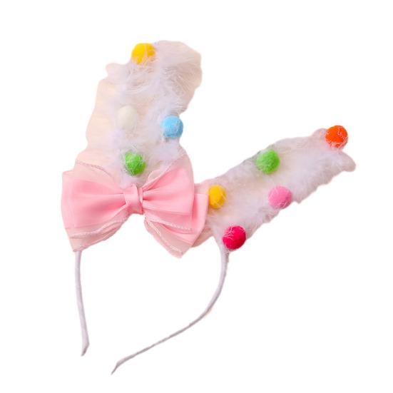 Ободок для волос с цветочным декором, дизайн с заячьими ушками, повязка на голову, косплей, реквизит для дня рождения, фотосессии, пасхальная вечеринка, головной убор