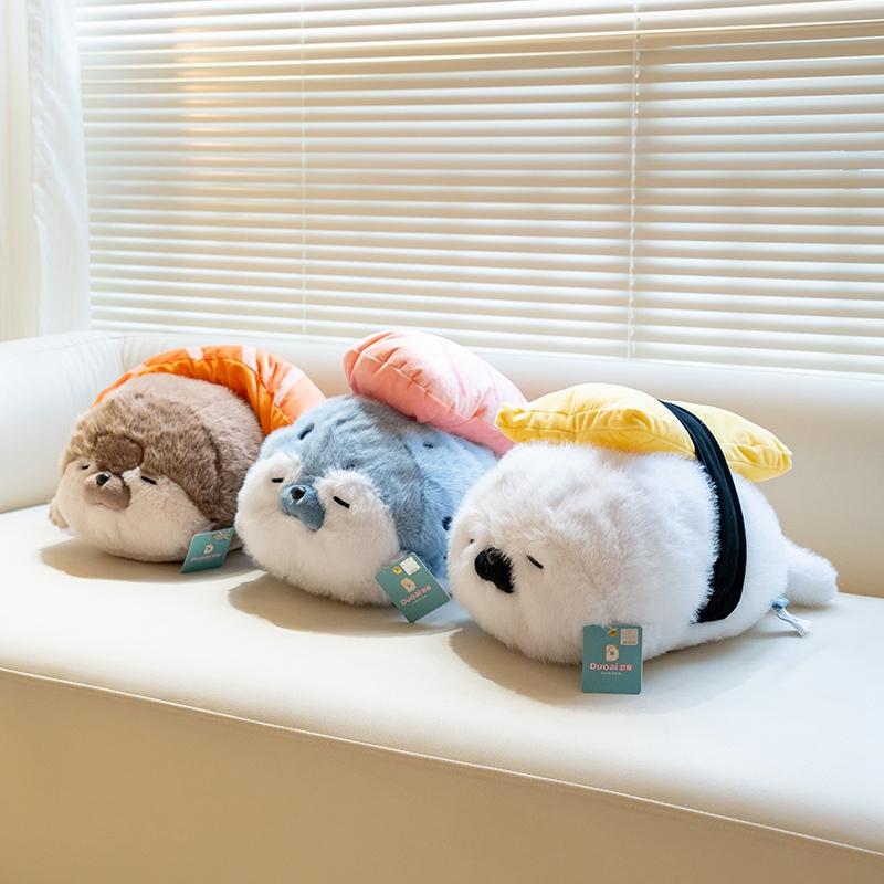 40cm Cute Sushi Seal Plush Toy Lifelike Stuffed Marine Sea Otter Soft Doll Creative Sleeping Pillow Cushion Birthday Gift