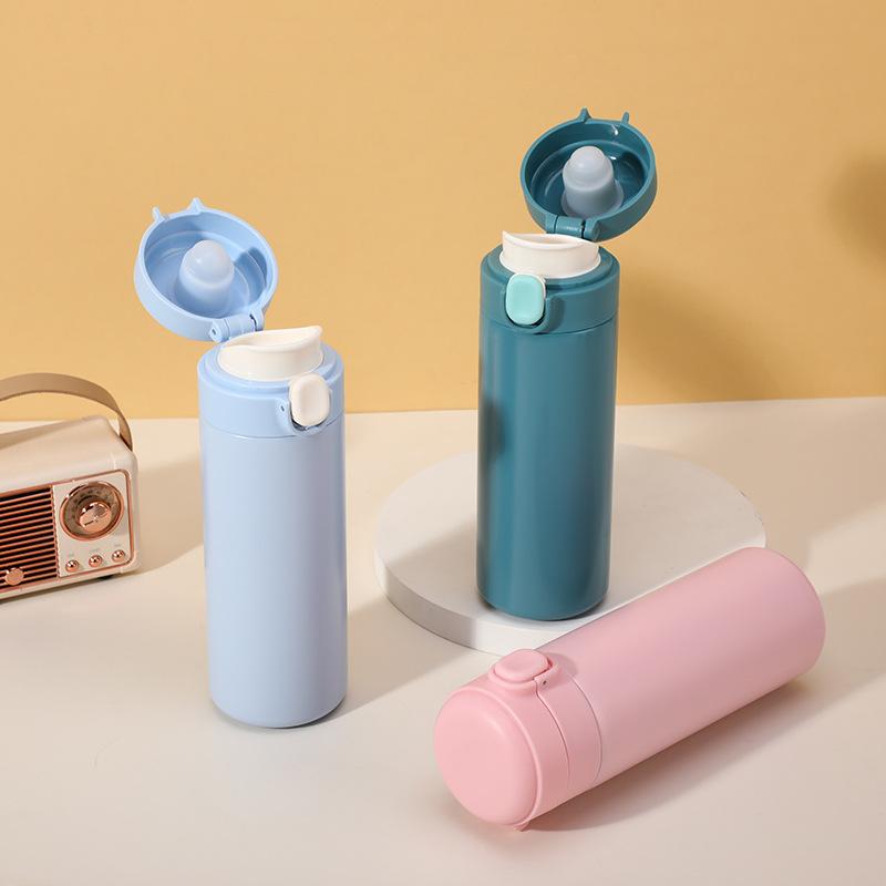 Water bottle stainless steel bounce cover thermos cup easy cup student water cup can be printed logo cup