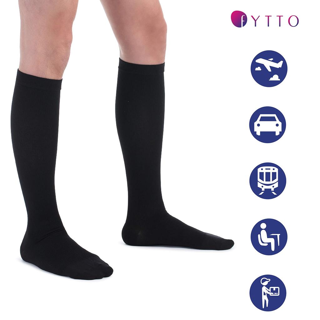 Fytto Compression High Socks with Graduated Compression Business Reduces 1067 M Men's Socks, Design, Socks, Swelling, Black,