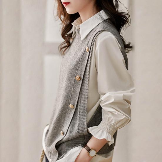 Women Vest Round Neck Solid Color Knitted Vest Fashion Soft Sleeveless Lady Knit Tank Top for Autumn Winter