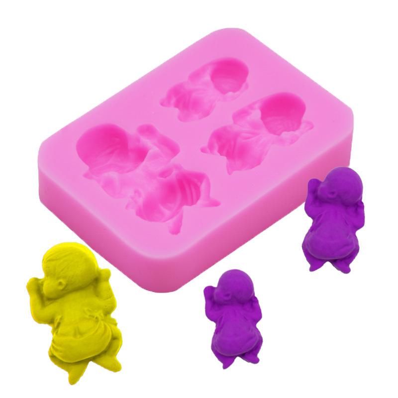 3 Cavity DIY Sleep Baby Fondant Silicone Cake Mold Soap 3D Cupcake Jelly Candy Chocolate Decoration Bakiing Molds
