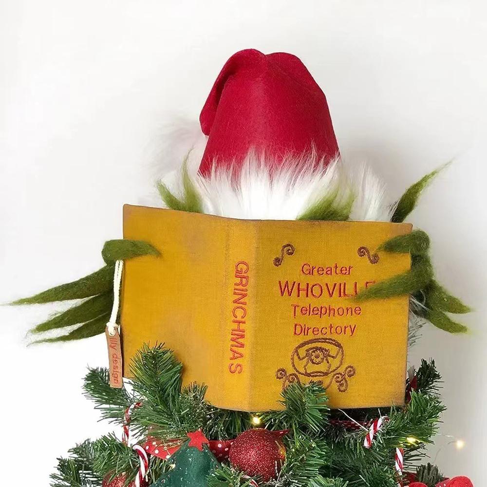 Рождественская елка Топпер клетчатая забавная плюшевая кукла украшение Рождественская елка украшение праздник