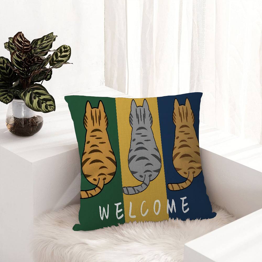 Kawaii Anime Cat Cute Decorative Room Aesthetics Pillow Case Home Decor Bedroom Sofa Bed Couch Pillow Cover 45x45