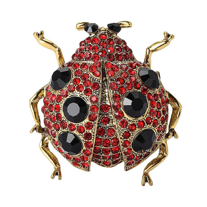 Luxury Rhinestone Beetle Brooches For Women Unisex 4-color Shining Ladybug Insects Party Casual Brooch Pins Gifts