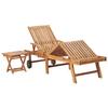 VidaXL Chaise longue avec table et coussin Bois de teck solide 3063029