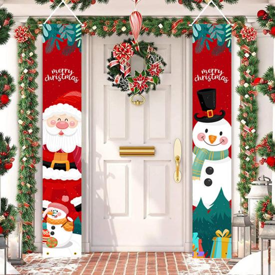 1 пара рождественских двустиший, которые легко повесить, Санта-Клаус, знак на крыльцо, баннеры на дверь, многоразовые подвесные двустишия для входной двери, принадлежности для новогодней вечеринки