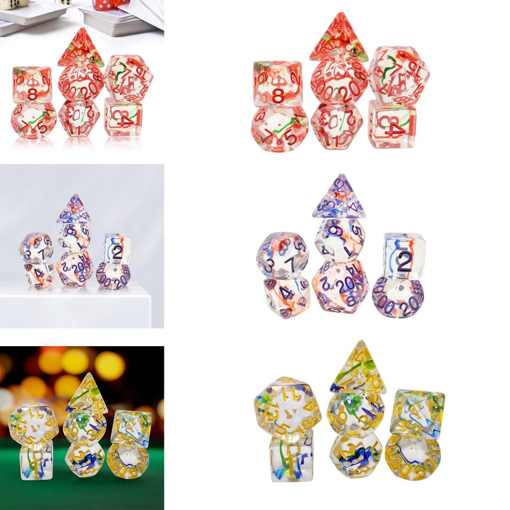 7Pcs Dice Set D20 D12 D10 D8 D6 D4 Game Dices Set for Bar Role Playing Game
