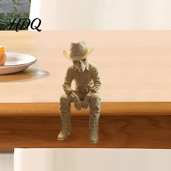 Аксессуары для комнаты в западном стиле 3D-печатная фигурка скелета ковбоя Сидящая статуэтка Край Коллекционное искусство Сидящий Декор для рабочего стола на полке Запада для