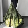Ретро женская бархатная длинная юбка с принтом, осенне-зимняя теплая расклешенная А-силуэта