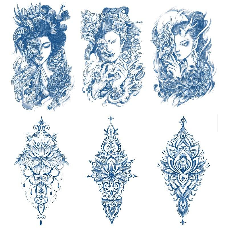 Herbal Juice Tattoo Sticker Geisha Bergamot Brahma Blossom Back Arm Back Non-Reflective Keep 15 Days Sticker