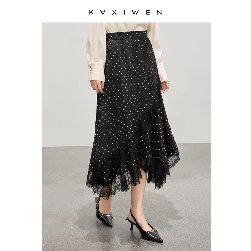 Design inspired lace polka dot skirt
