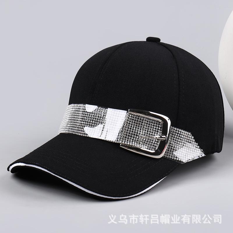 Youth fashion buckle with rhinestone cap women's spring summer outdoor shopping leisure sunshade sunscreen baseball cap