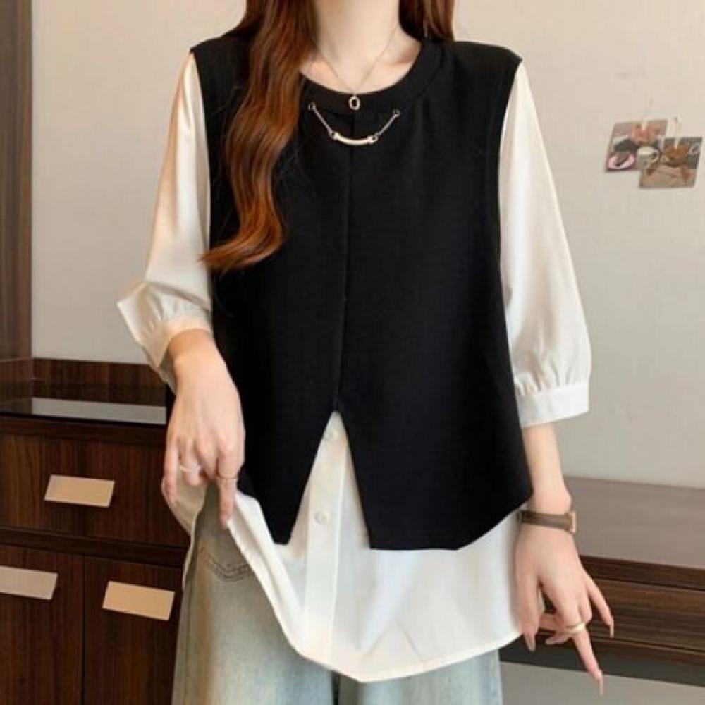 Navava VIntage Daily Two In One 3 4 Sleeve Blouse Nb2820