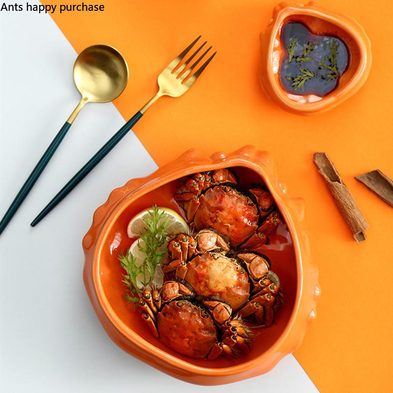 Crab Bowl Dinner Plate Ceramic Plate Dessert Bowls Hotel Restaurant Decorative Tableware Seasoning Dish Snack Bowls Salad Bowl