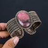 Rhodonite Gemstone Pure Copper Wire Wrapped Handmade Cuff/ Bangle Jewelry Adjustable For Gift