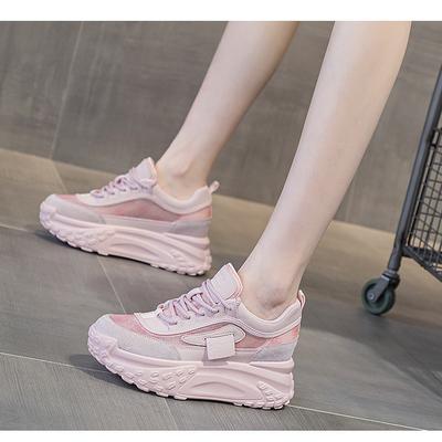 Специальные парусиновые кроссовки для папы женские 2025 весна новая повседневная обувь французский круглый носок толстая подошва увеличивающая рост повседневная спортивная обувь