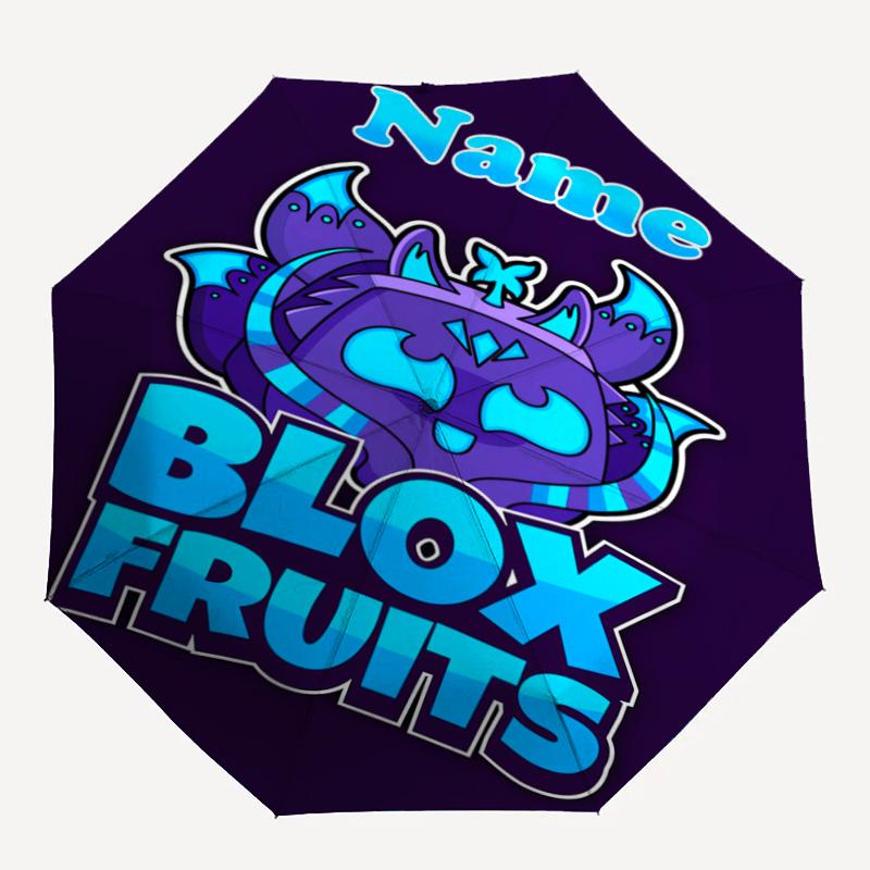 Автоматический зонт с индивидуальным именем, тематика Blox Fruits, легкий и портативный, 8 спиц, идеально подходит для путешествий на свежем воздухе, дней рождения, Рождества, подарков.